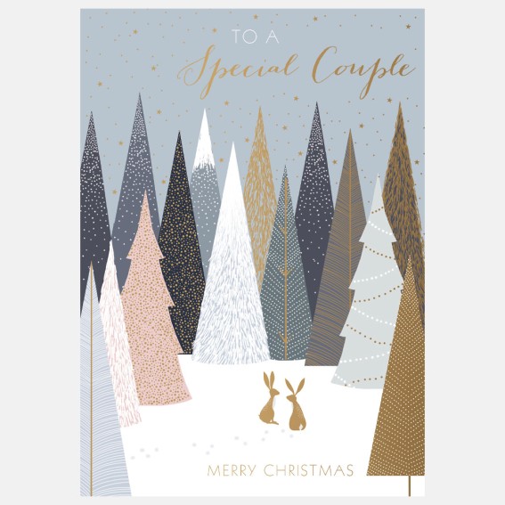 Gold Hares Special Couple Christmas Card