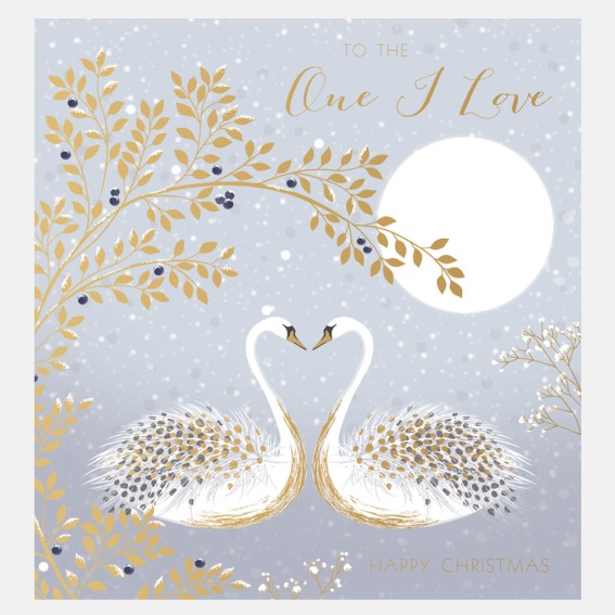 Snow Swans One I Love Christmas Card