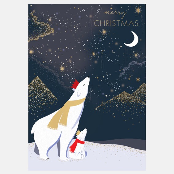 Bears & Moon Christmas Card