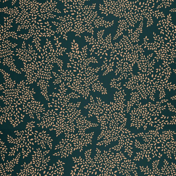 Forest Green Metallic Leaves Wallpaper SAMPLE