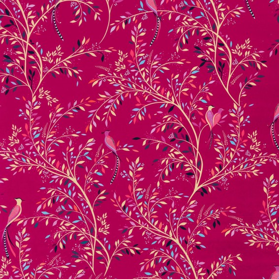 Birds of Paradise Fuchsia Velvet Fabric