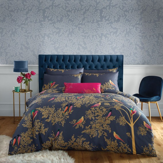 Smokey Blue Birds Bed Linen Collection