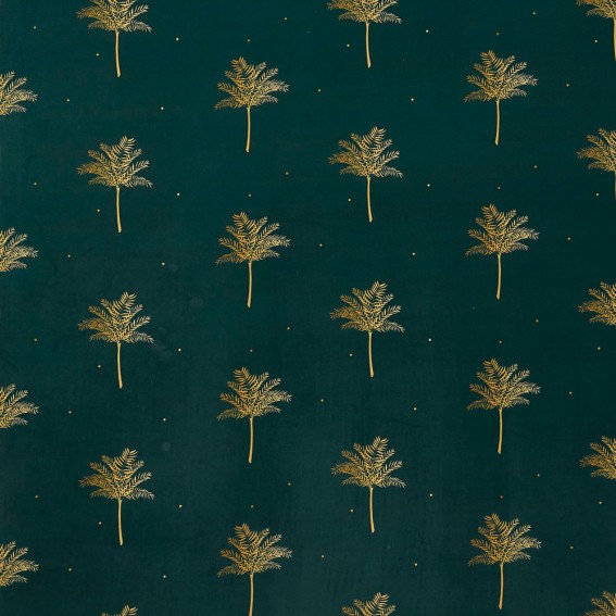 Tropical Palm Forest Green Velvet Fabric