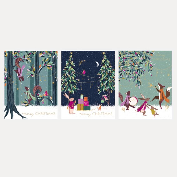 Woodland Tales Trio Christmas Cards - Assorted Set of 12