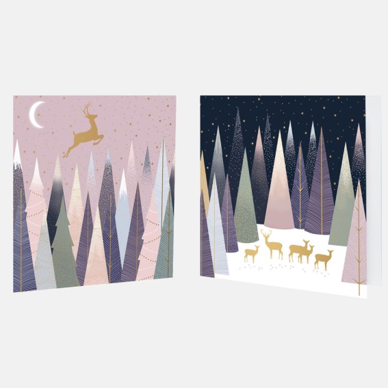 Frosted Pines Deer Christmas Card Assortment - Pack of 10