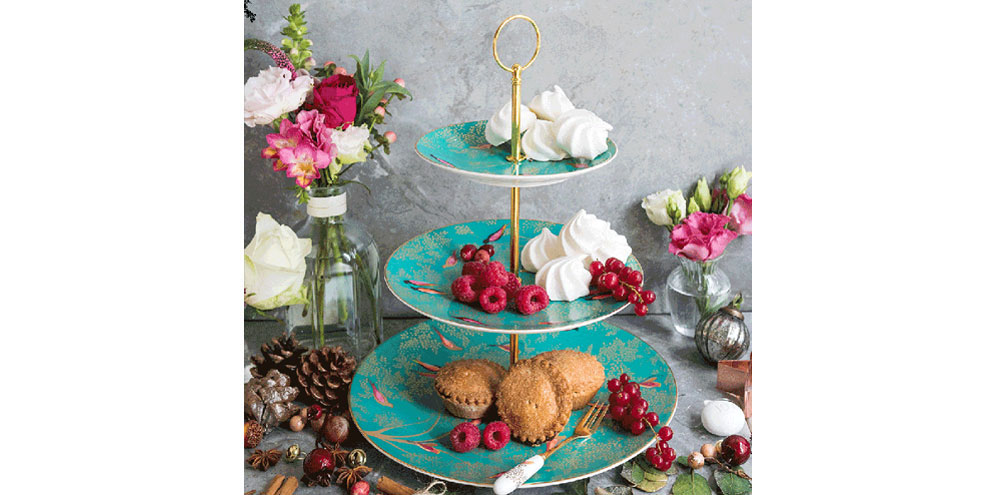 Sara Miller London | Green Birds 3 Tier Cake Stand