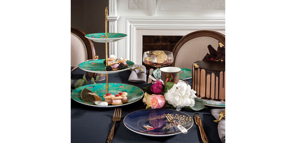 Sara Miller London | Green Birds 3 Tier Cake Stand